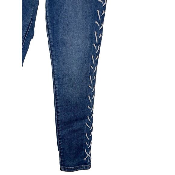 PACSUN High Rise Ankle Side Blue Lace Up Jegging  Size 25 - Picture 6 of 12